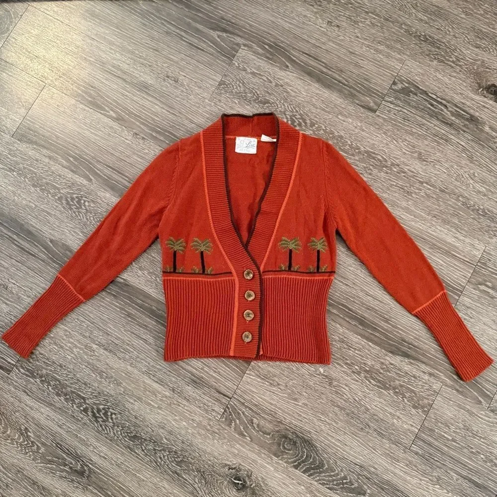 Little Lisa Vintage Palm Tree Cardigan - Picture 1 of 8